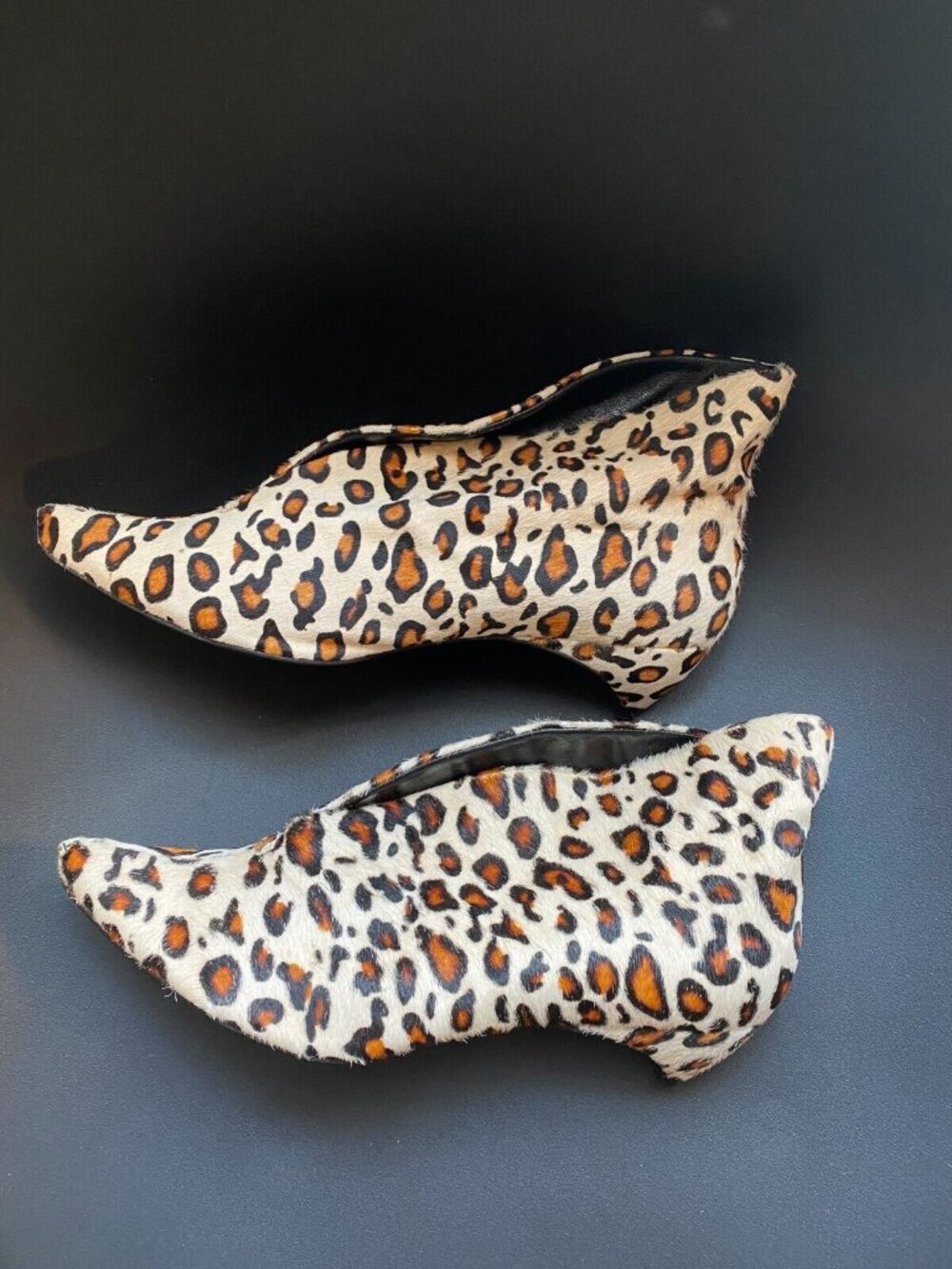New HANDMADE Genuine Leather Animal Print Kitten Heel Bootie Boots NYC Designer - Picture 5 of 14